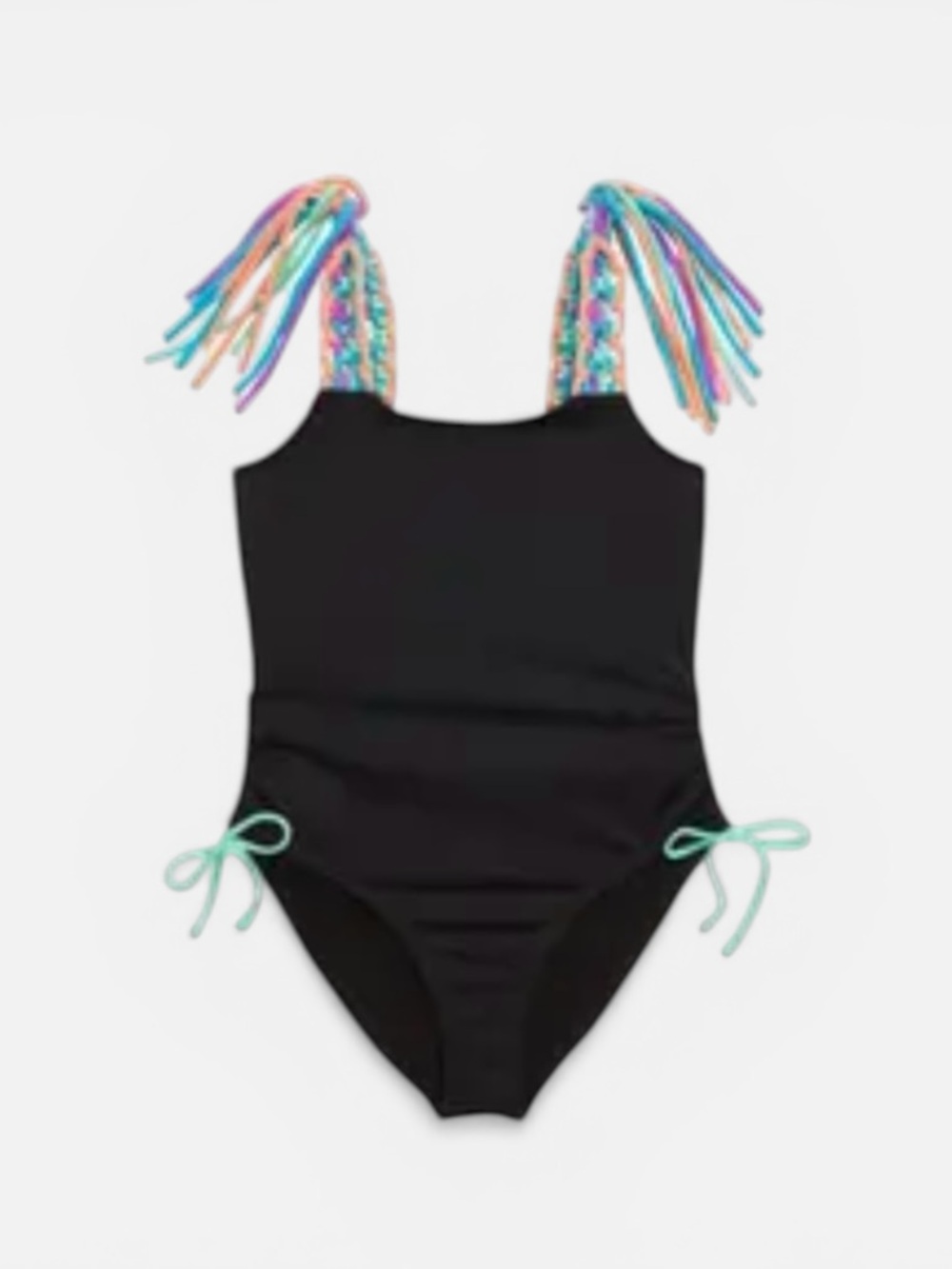 Heart & Harmony Girls Macrame Strap One Piece Swimsuit Black Size 7